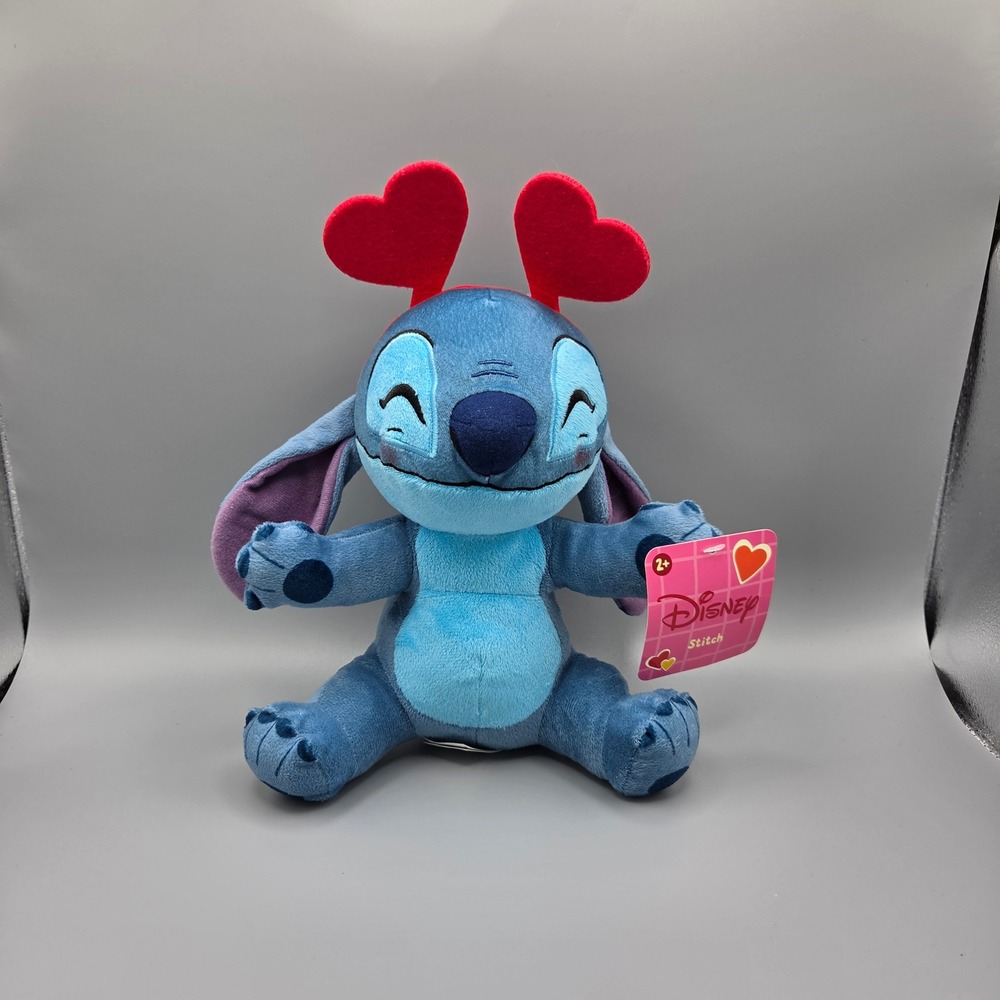 Disney Stitch Valentine Heart Antennas Plush Blue Stuffed Animal New With Tags